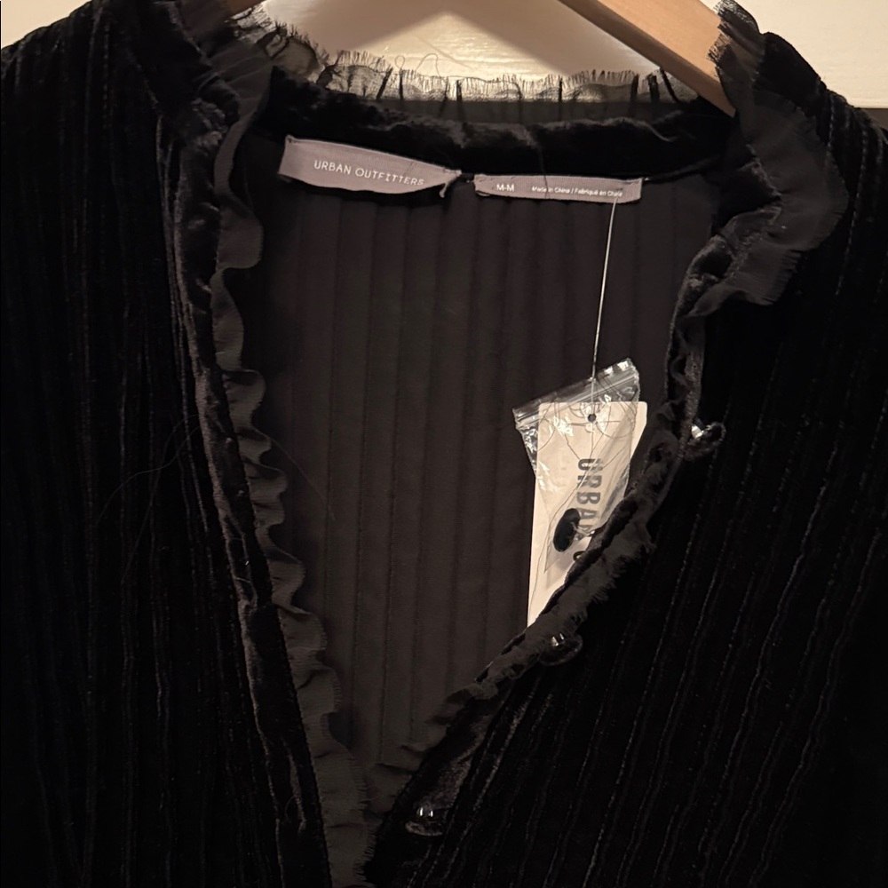Urban Outfitters Black Ruffled Velvet mini dress